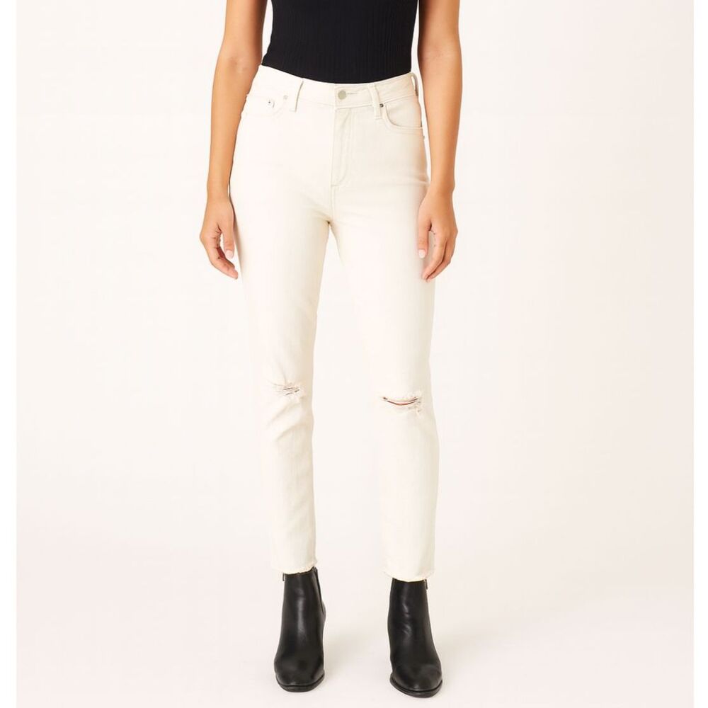 All Saints Lola‎ Cropped Jeans Women's 27 White Distressed Frayed Hem Stretch